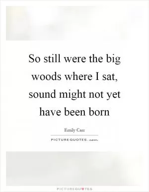 So still were the big woods where I sat, sound might not yet have been born Picture Quote #1