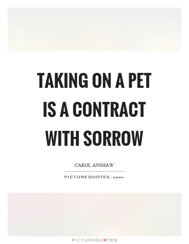 Taking on a pet is a contract with sorrow Picture Quote #1