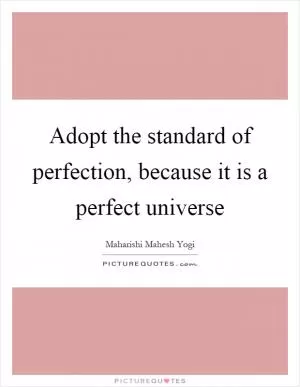 Adopt the standard of perfection, because it is a perfect universe Picture Quote #1