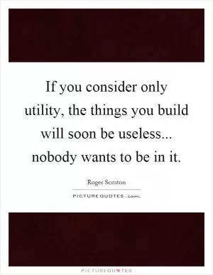If you consider only utility, the things you build will soon be useless... nobody wants to be in it Picture Quote #1