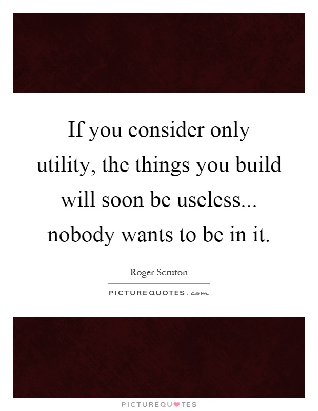 If you consider only utility, the things you build will soon be useless... nobody wants to be in it Picture Quote #1