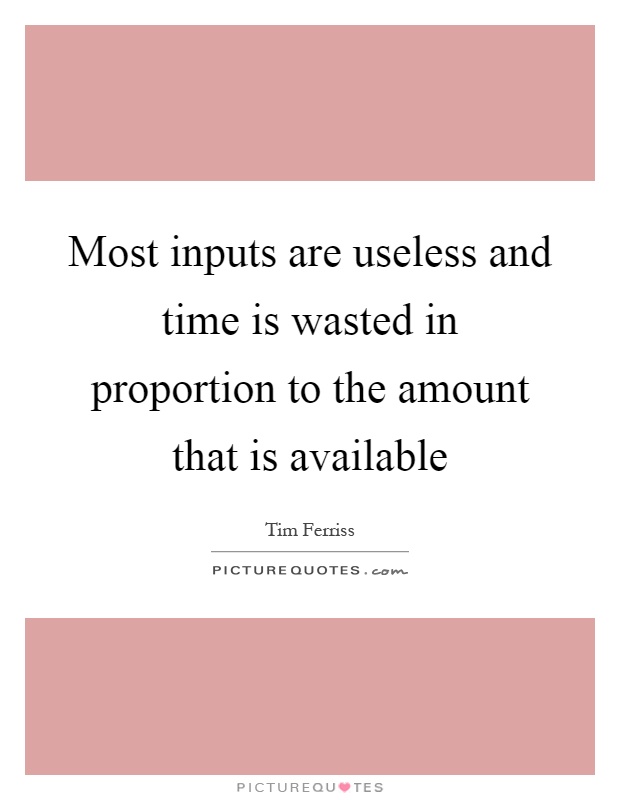 Most inputs are useless and time is wasted in proportion to the amount that is available Picture Quote #1