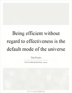 Being efficient without regard to effectiveness is the default mode of the universe Picture Quote #1