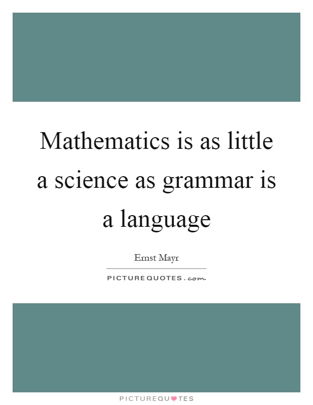 Mathematics is as little a science as grammar is a language Picture Quote #1