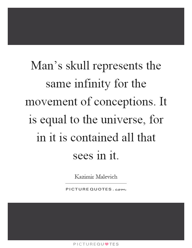 Man's skull represents the same infinity for the movement of conceptions. It is equal to the universe, for in it is contained all that sees in it Picture Quote #1