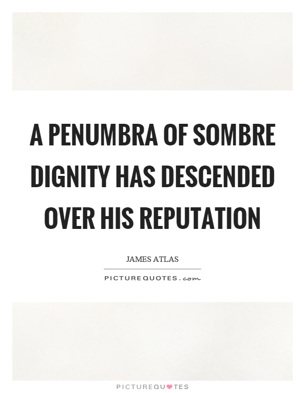 A penumbra of sombre dignity has descended over his reputation Picture Quote #1