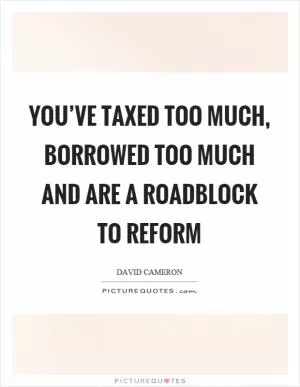 You’ve taxed too much, borrowed too much and are a roadblock to reform Picture Quote #1
