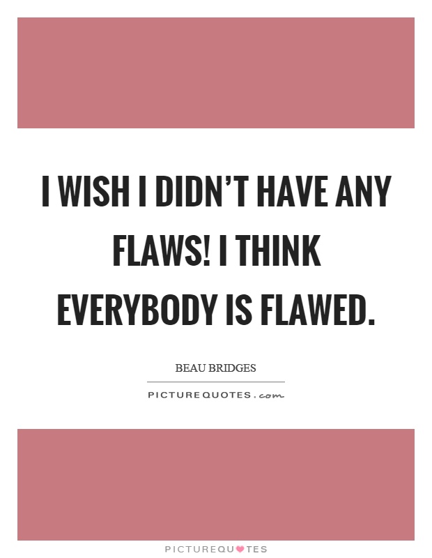 I wish I didn't have any flaws! I think everybody is flawed Picture Quote #1