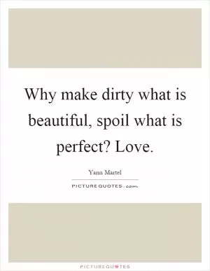 Why make dirty what is beautiful, spoil what is perfect? Love Picture Quote #1