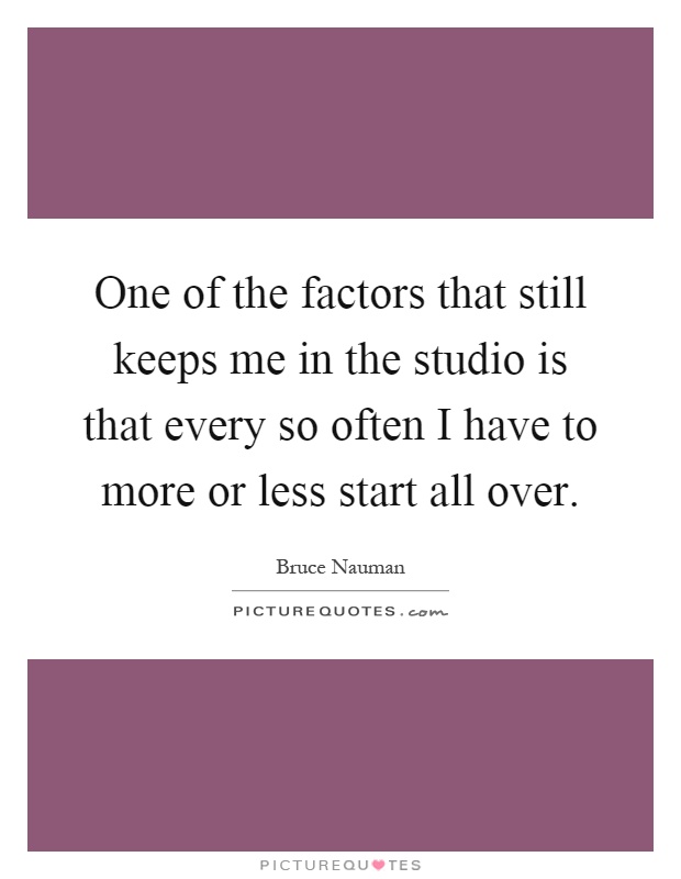 One of the factors that still keeps me in the studio is that every so often I have to more or less start all over Picture Quote #1