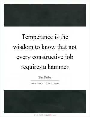 Temperance is the wisdom to know that not every constructive job requires a hammer Picture Quote #1