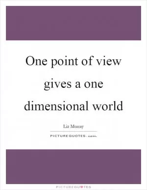 One point of view gives a one dimensional world Picture Quote #1