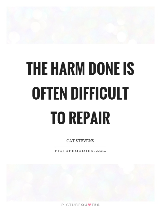 The harm done is often difficult to repair Picture Quote #1