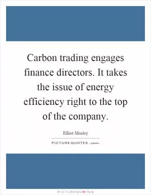 Carbon trading engages finance directors. It takes the issue of energy efficiency right to the top of the company Picture Quote #1