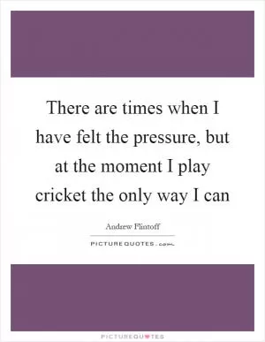 There are times when I have felt the pressure, but at the moment I play cricket the only way I can Picture Quote #1