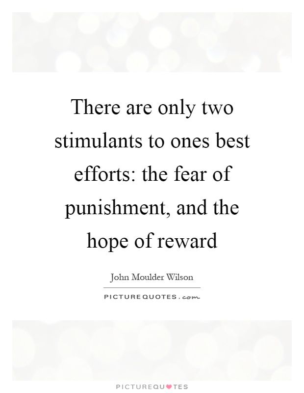 There are only two stimulants to ones best efforts: the fear of punishment, and the hope of reward Picture Quote #1