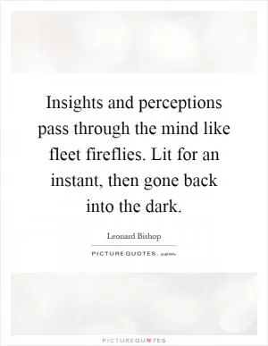 Insights and perceptions pass through the mind like fleet fireflies. Lit for an instant, then gone back into the dark Picture Quote #1