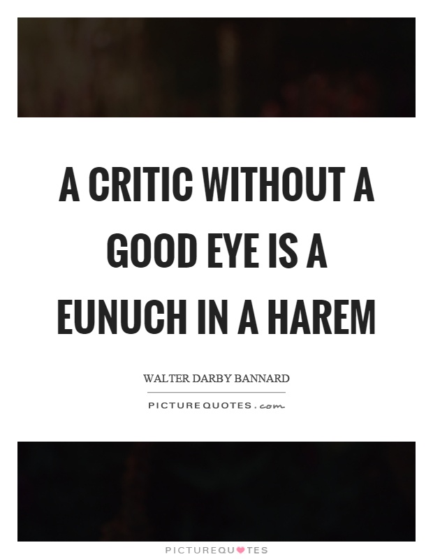 A critic without a good eye is a eunuch in a harem Picture Quote #1