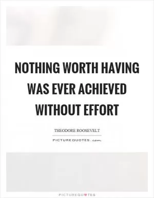 Nothing worth having was ever achieved without effort Picture Quote #1
