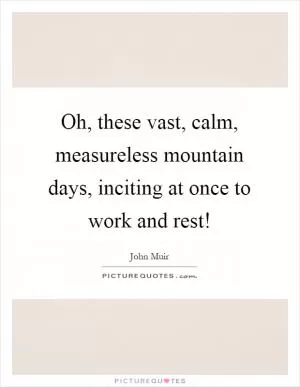 Oh, these vast, calm, measureless mountain days, inciting at once to work and rest! Picture Quote #1