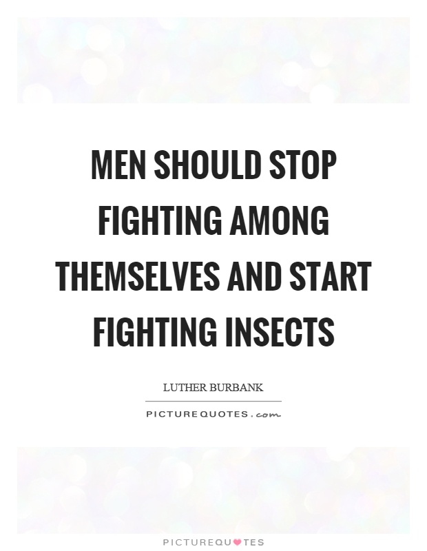 Men should stop fighting among themselves and start fighting insects Picture Quote #1