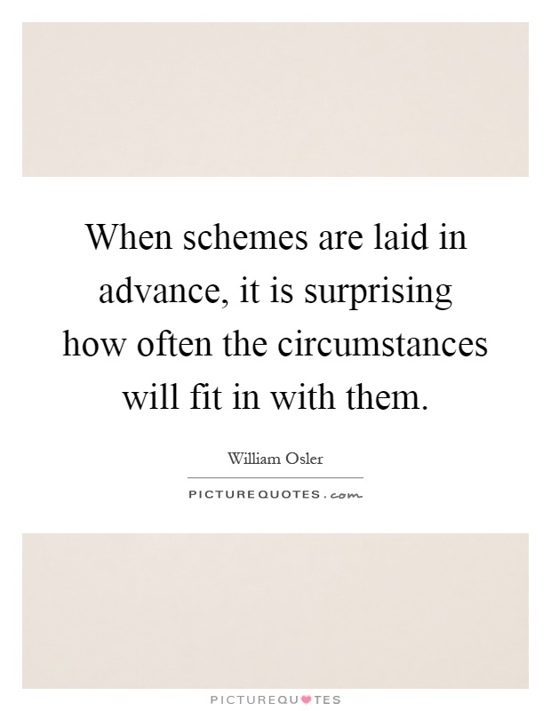 When schemes are laid in advance, it is surprising how often the circumstances will fit in with them Picture Quote #1