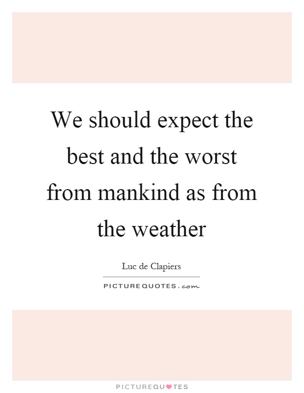 We should expect the best and the worst from mankind as from the weather Picture Quote #1