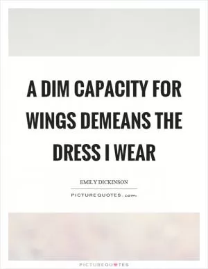 A dim capacity for wings demeans the dress I wear Picture Quote #1
