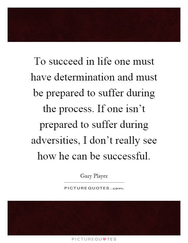 To succeed in life one must have determination and must be prepared to suffer during the process. If one isn't prepared to suffer during adversities, I don't really see how he can be successful Picture Quote #1