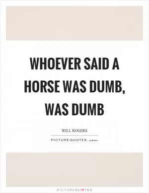 Whoever said a horse was dumb, was dumb Picture Quote #1