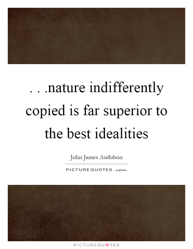 ...nature indifferently copied is far superior to the best idealities Picture Quote #1