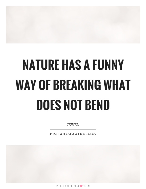Nature has a funny way of breaking what does not bend Picture Quote #1