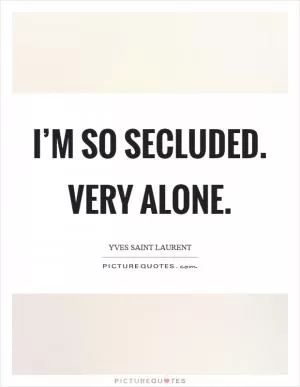 I’m so secluded. Very alone Picture Quote #1