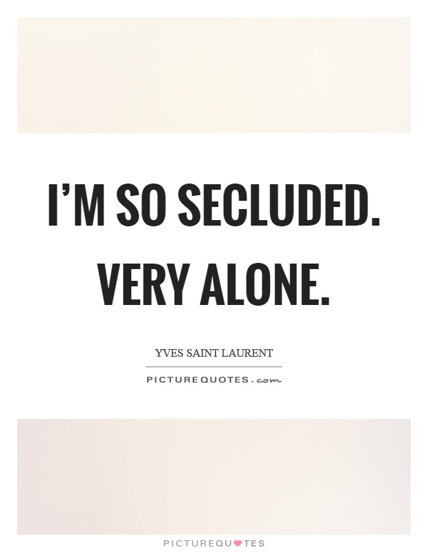 I'm so secluded. Very alone Picture Quote #1