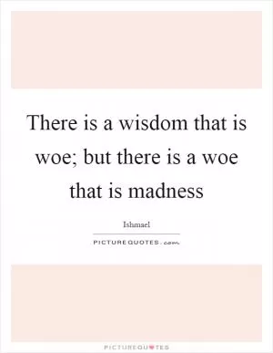 There is a wisdom that is woe; but there is a woe that is madness Picture Quote #1