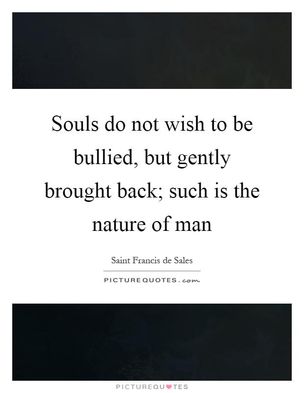 Souls do not wish to be bullied, but gently brought back; such is the nature of man Picture Quote #1