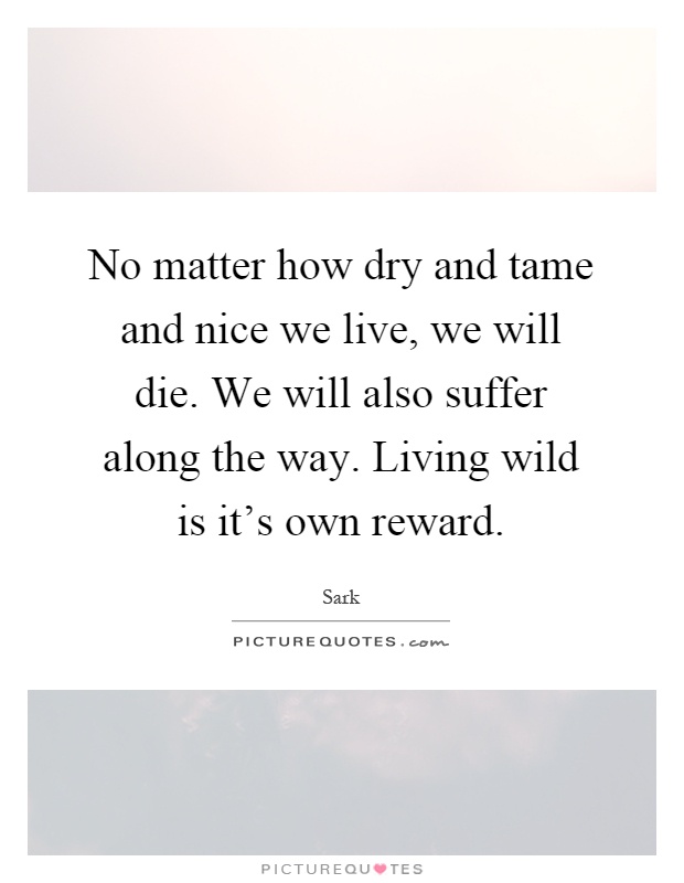 No matter how dry and tame and nice we live, we will die. We will also suffer along the way. Living wild is it's own reward Picture Quote #1