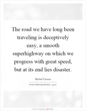 The road we have long been traveling is deceptively easy, a smooth superhighway on which we progress with great speed, but at its end lies disaster Picture Quote #1