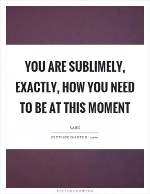 You are sublimely, exactly, how you need to be at this moment Picture Quote #1