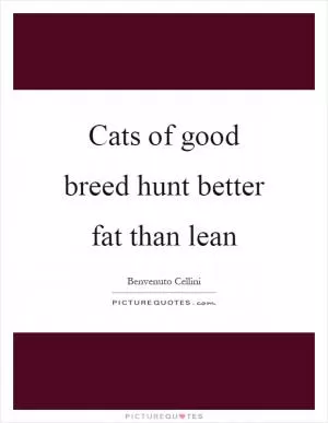 Cats of good breed hunt better fat than lean Picture Quote #1