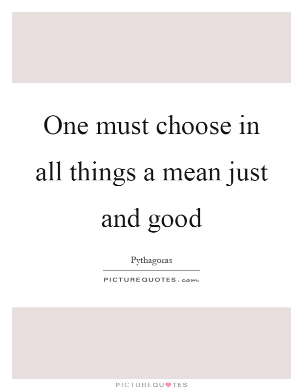 One must choose in all things a mean just and good Picture Quote #1