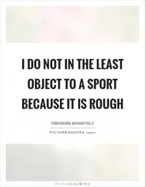 I do not in the least object to a sport because it is rough Picture Quote #1