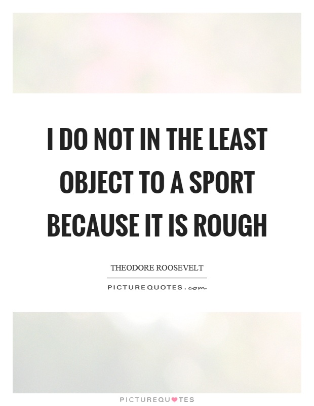 I do not in the least object to a sport because it is rough Picture Quote #1