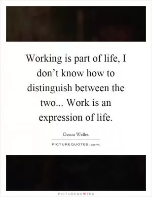 Working is part of life, I don’t know how to distinguish between the two... Work is an expression of life Picture Quote #1