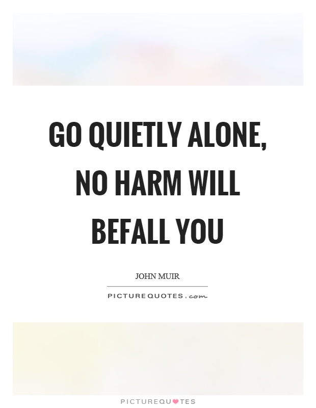 Go quietly alone, no harm will befall you Picture Quote #1