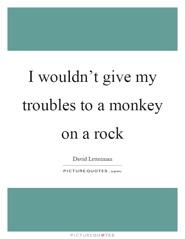 I wouldn't give my troubles to a monkey on a rock Picture Quote #1