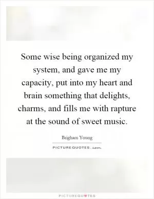Some wise being organized my system, and gave me my capacity, put into my heart and brain something that delights, charms, and fills me with rapture at the sound of sweet music Picture Quote #1