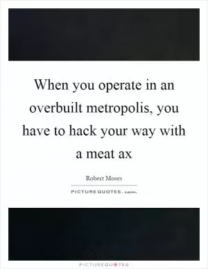 When you operate in an overbuilt metropolis, you have to hack your way with a meat ax Picture Quote #1
