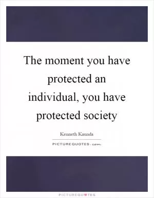 The moment you have protected an individual, you have protected society Picture Quote #1