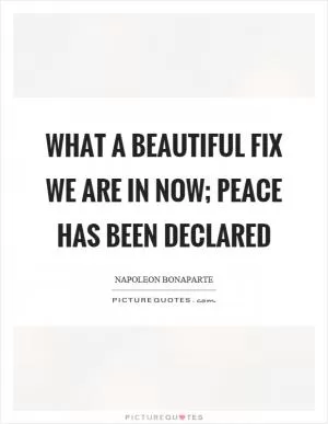 What a beautiful fix we are in now; peace has been declared Picture Quote #1